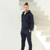 8. Paulo Vici - Model - Sweatvest & Pants (logo) - Navy Blue - Front